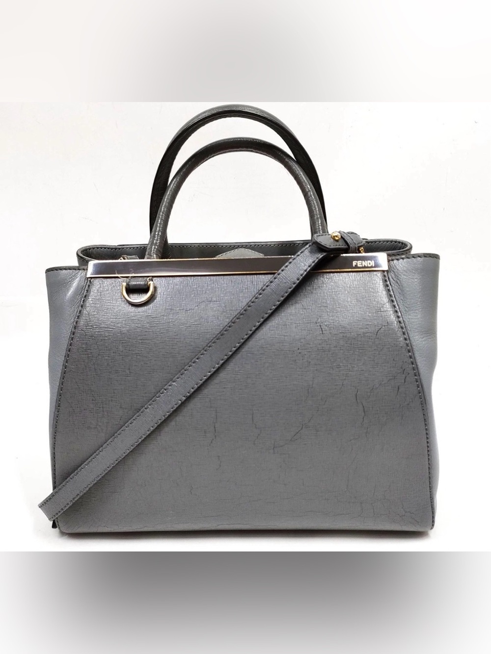 Fendi Gray Leather Satchel